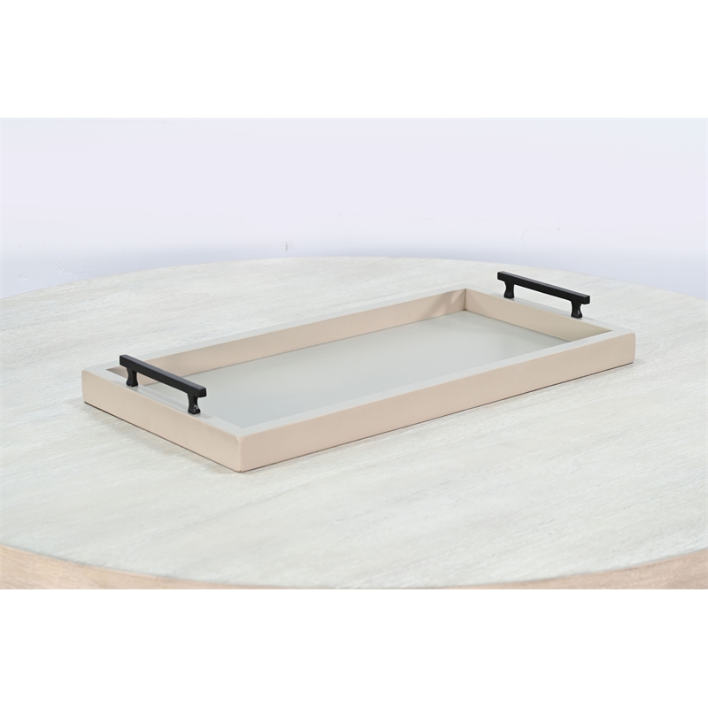 Pemberly Row Farmhouse Rectangular Tessa Wood Dining Table Tray