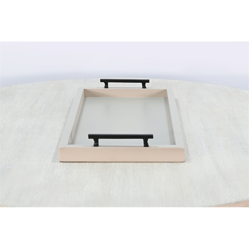 Pemberly Row Farmhouse Rectangular Tessa Wood Dining Table Tray