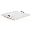 Pemberly Row Wood Natural Farmhouse Square Tessa Ottoman Tray