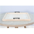 Pemberly Row Wood Natural Farmhouse Square Tessa Ottoman Tray