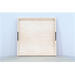 Pemberly Row Wood Natural Farmhouse Square Tessa Ottoman Tray