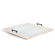 Pemberly Row Wood Natural Farmhouse Square Tessa Ottoman Tray