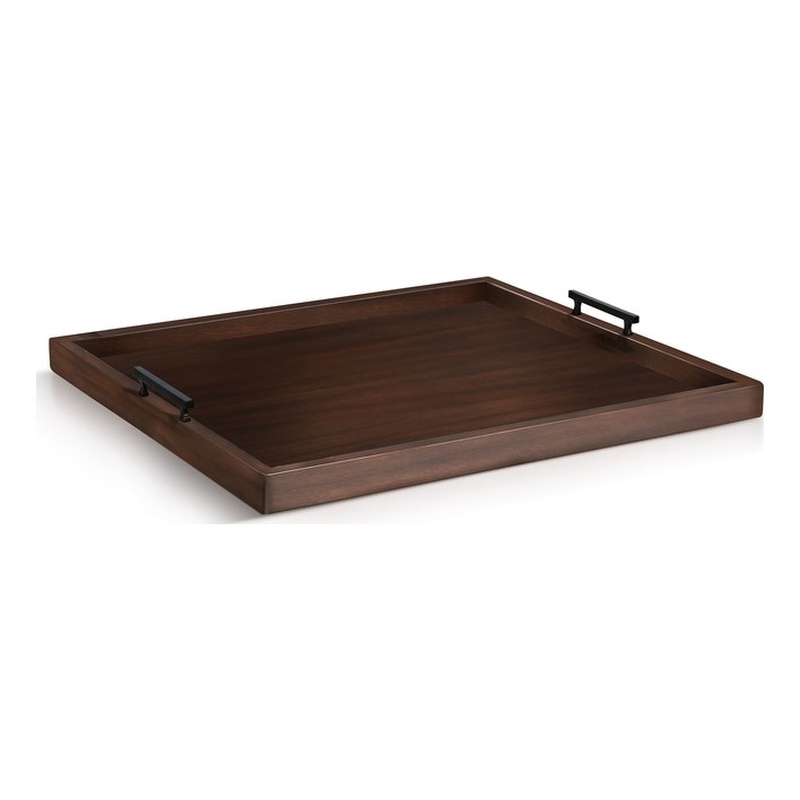 Pemberly Row Farmhouse Coffee Bean Square Tessa Ottoman Tray