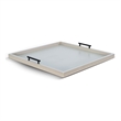 Pemberly Row Wood Farmhouse Square Tessa Ottoman Tray in Light Gray
