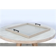 Pemberly Row Wood Farmhouse Square Tessa Ottoman Tray in Light Gray