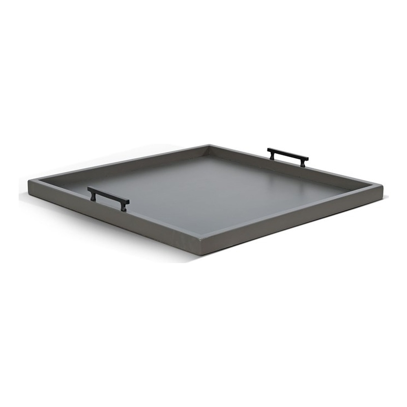 Pemberly Row Farmhouse Urban Bronze Square Tessa Ottoman Tray