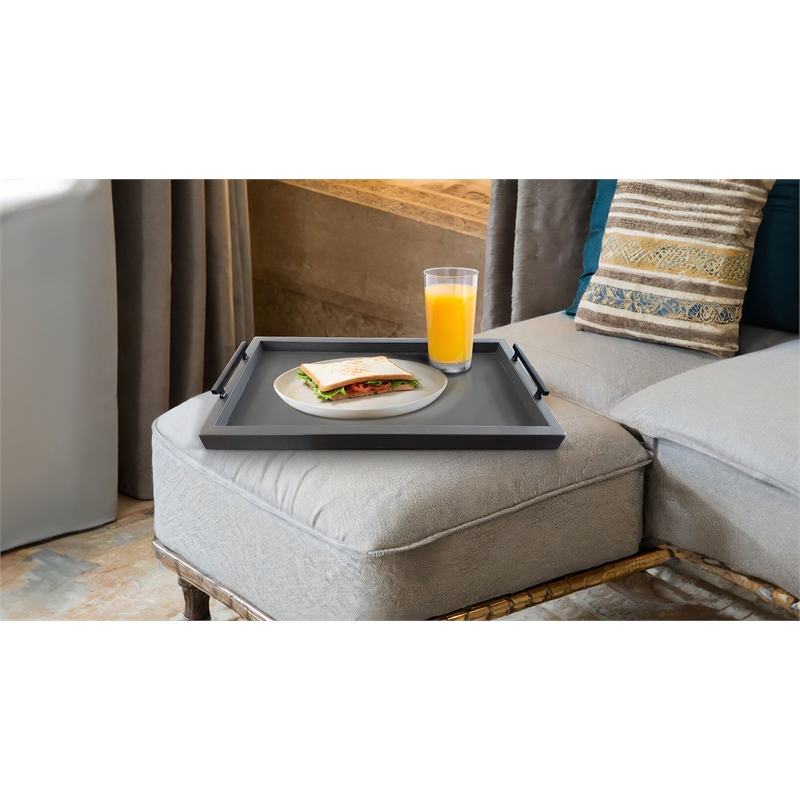 Pemberly Row Farmhouse Urban Bronze Square Tessa Ottoman Tray