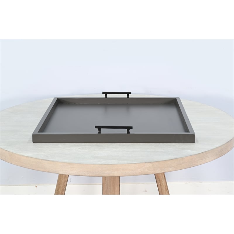 Pemberly Row Farmhouse Urban Bronze Square Tessa Ottoman Tray