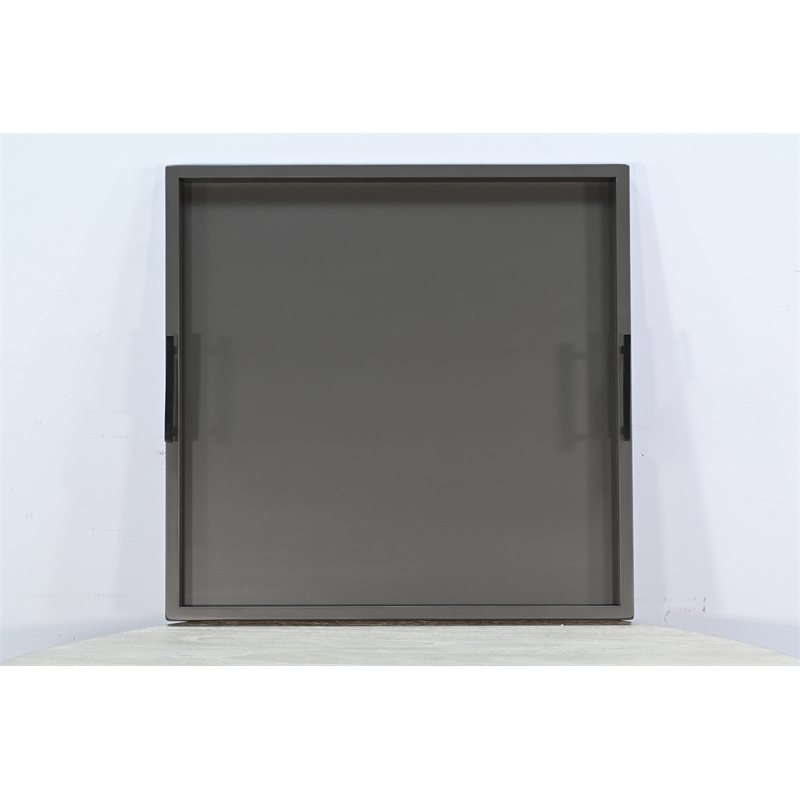 Pemberly Row Farmhouse Urban Bronze Square Tessa Ottoman Tray