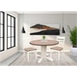 Pemberly Row Solid Wood White Drop Leaf Round Wood Dining Table