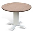 Pemberly Row Solid Wood White Drop Leaf Round Wood Dining Table