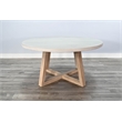 Pemberly Row Solid Wood Two Tone Wood Round Dining Table in Light Gray