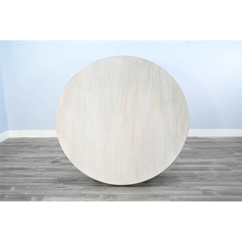 Pemberly Row Solid Wood Two Tone Wood Round Dining Table in Light Gray