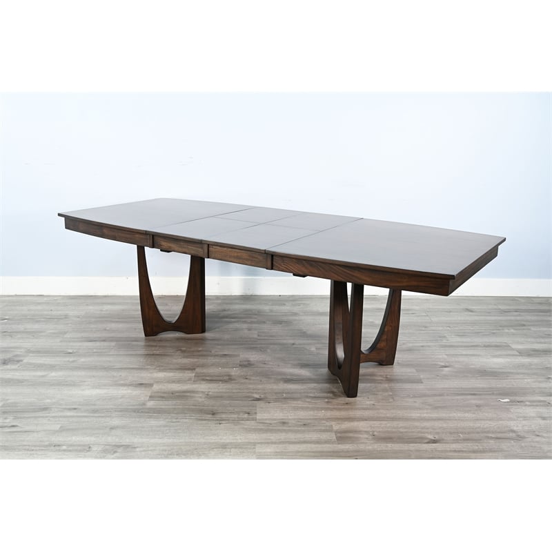 Pemberly Row Brown Contemporary Solid Wood Extension Dining Table