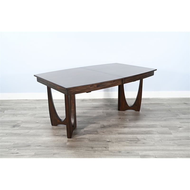 Pemberly Row Brown Contemporary Solid Wood Extension Dining Table