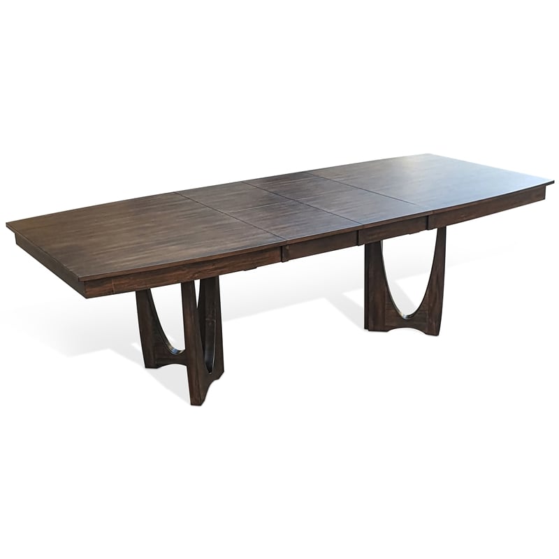 Pemberly Row Brown Contemporary Solid Wood Extension Dining Table