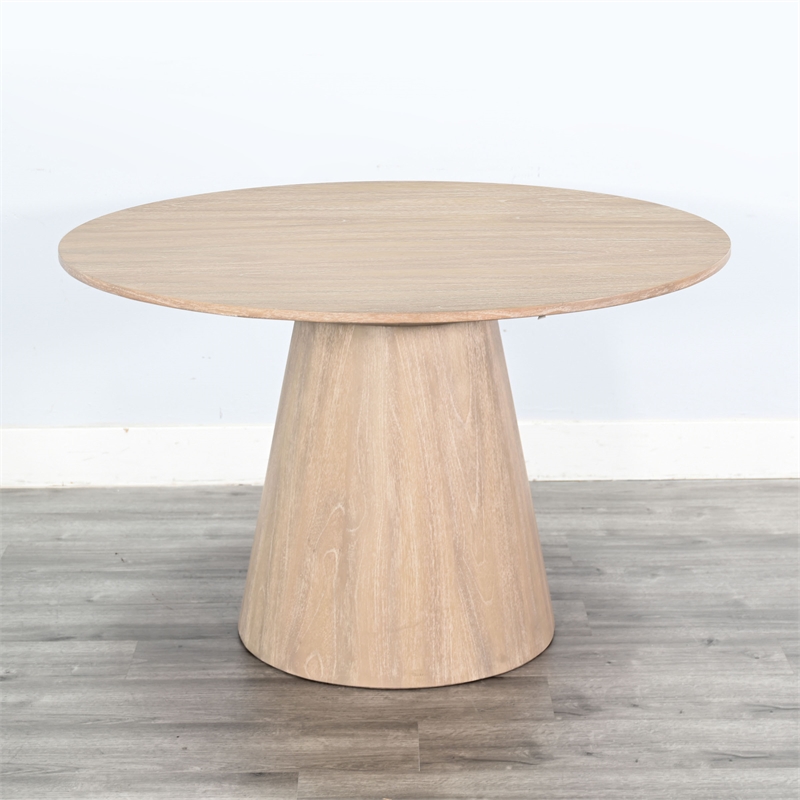 Pemberly Row Contemporary Solid Wood Wheat Round Dining Table