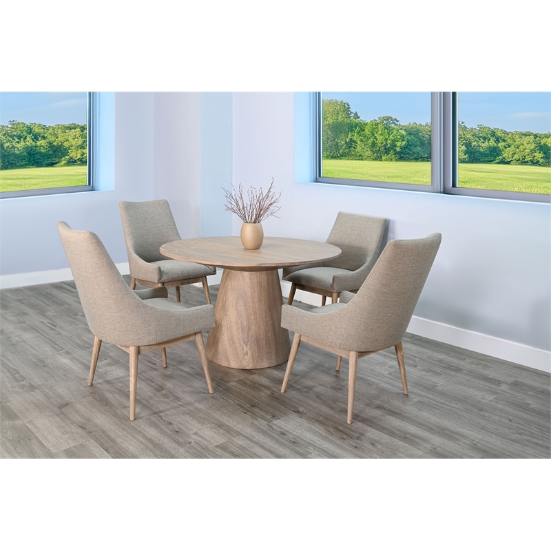 Pemberly Row Contemporary Solid Wood Wheat Round Dining Table