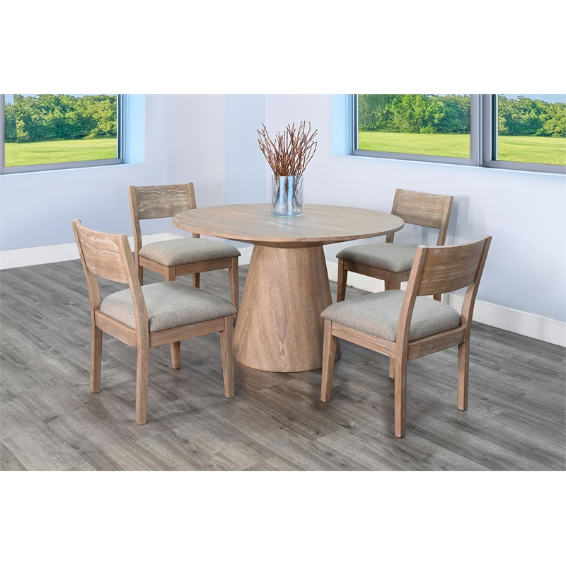 Pemberly Row Contemporary Solid Wood Wheat Round Dining Table