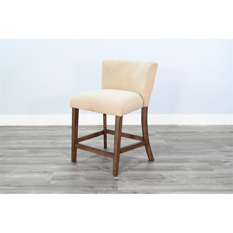Pemberly Row Solid Wood Upholstered Counter Stool (Set of 2)