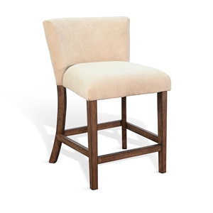 Pemberly Row Solid Wood Upholstered Counter Stool (Set of 2)