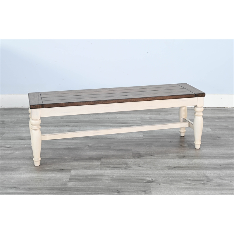 Pemberly Row Contemporary Solid Wood Bench with Mindi Veneer Seat