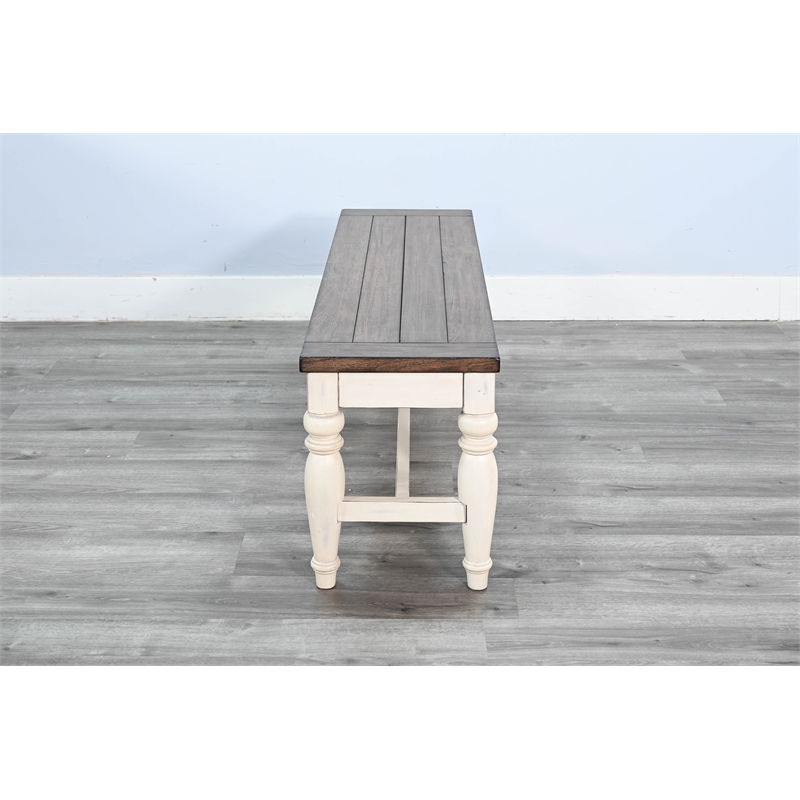 Pemberly Row Contemporary Solid Wood Bench with Mindi Veneer Seat