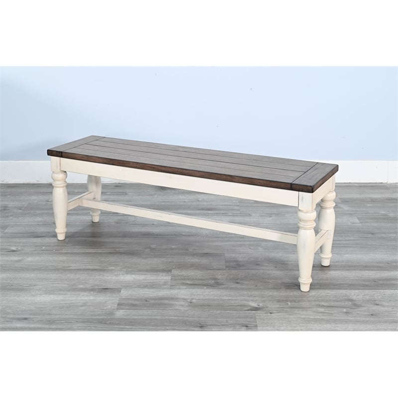Pemberly Row Contemporary Solid Wood Bench with Mindi Veneer Seat