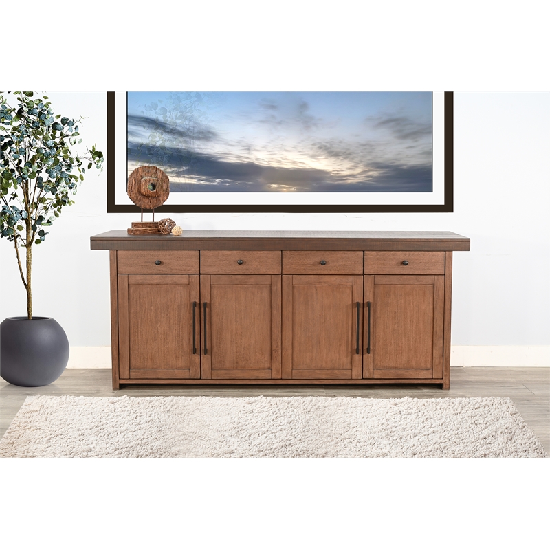 Pemberly Row Brown Contemporary Solid Wood Two Tone Server Buffet