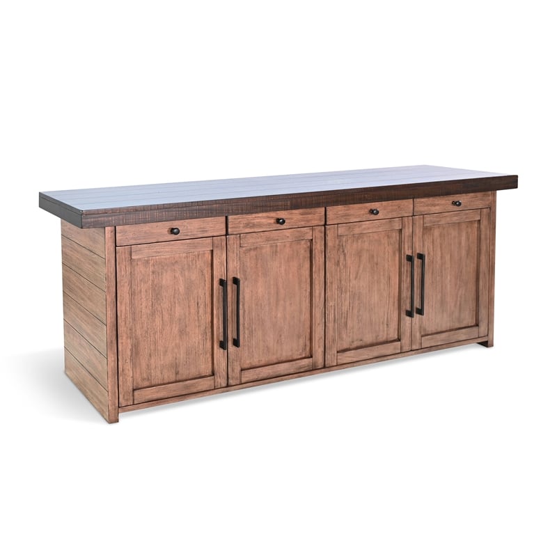 Pemberly Row Brown Contemporary Solid Wood Two Tone Server Buffet
