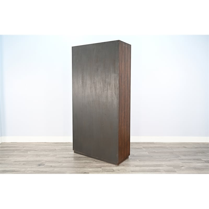 Pemberly Row Contemporary Solid Wood Tall Glass Display Cabinet