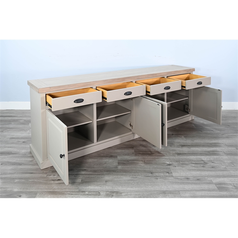 Pemberly Row Solid Wood Natural Two Tone Wood Light Gray Server