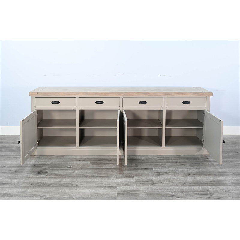 Pemberly Row Solid Wood Natural Two Tone Wood Light Gray Server