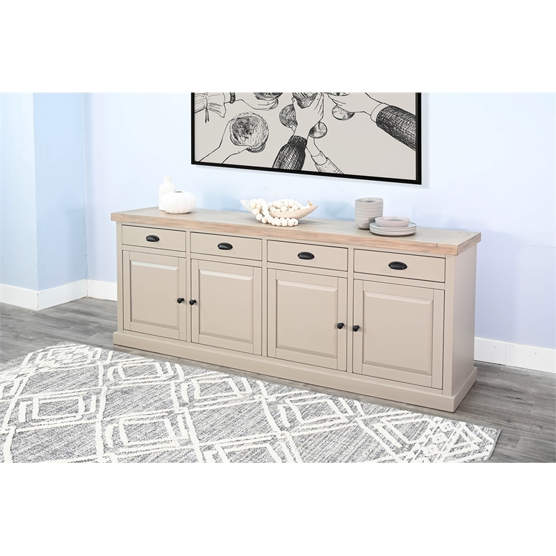 Pemberly Row Solid Wood Natural Two Tone Wood Light Gray Server