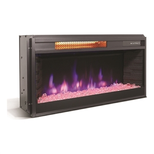 Pemberly Row Metal 28&quot Crystal Fireplace Heater Insert in Black