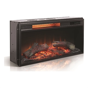 Pemberly Row Modern Metal 28&quot Log Fireplace Heater Insert in Black