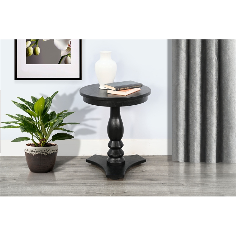 Pemberley Row Solid Wood Brown Accent Table Round Shaped Leg