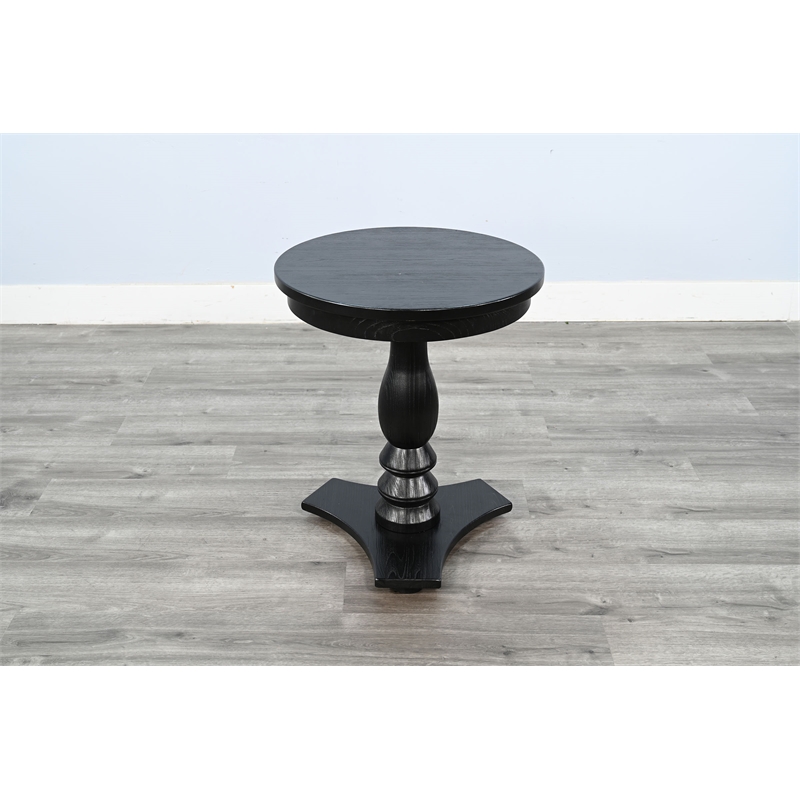 Pemberley Row Solid Wood Brown Accent Table Round Shaped Leg