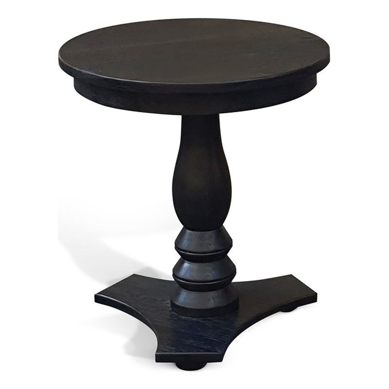 Pemberley Row Solid Wood Brown Accent Table Round Shaped Leg