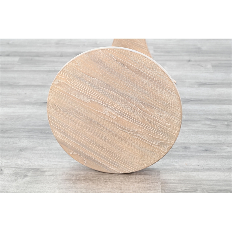 Pemberly Row Contemporary Solid Wood Round Wood Accent Table