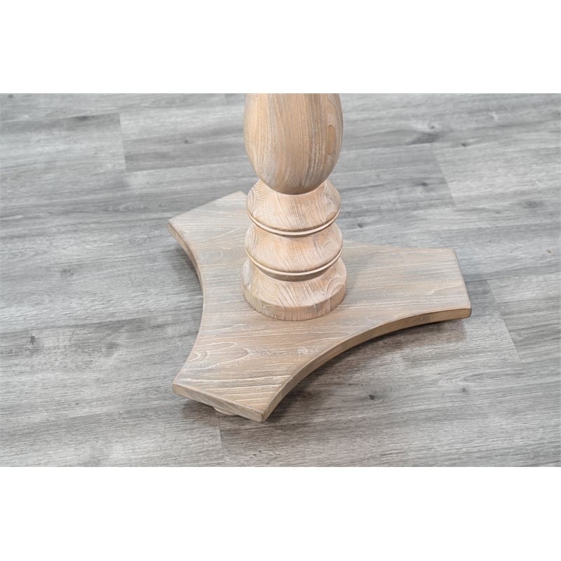 Pemberly Row Contemporary Solid Wood Round Wood Accent Table