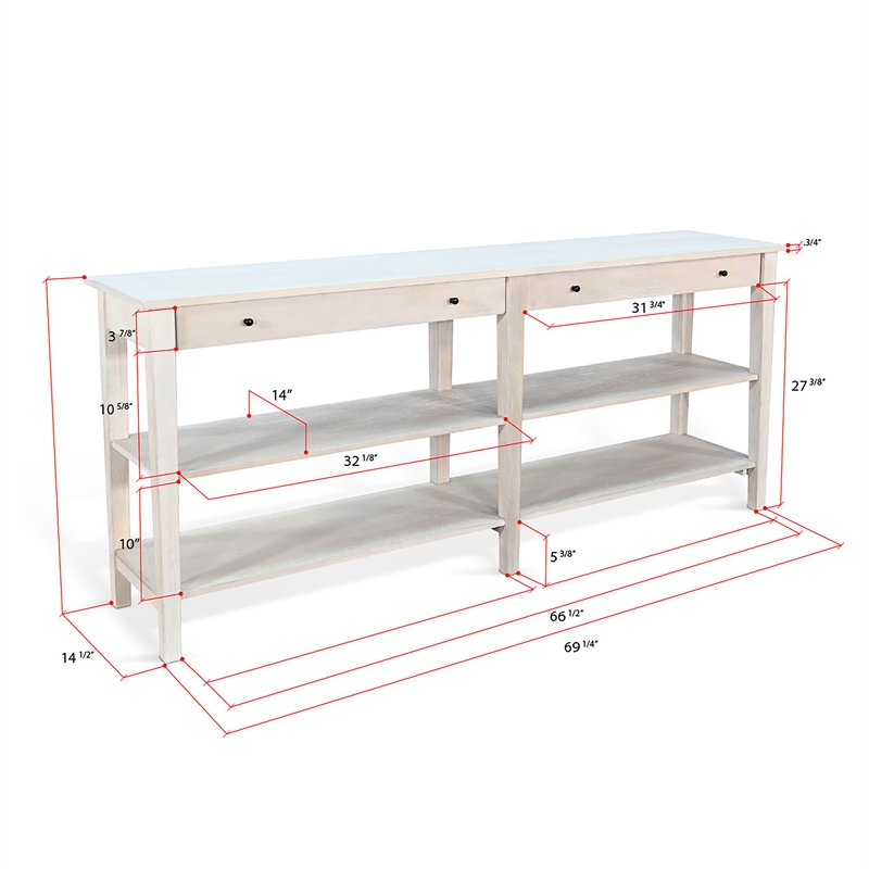Pemberly Row Contemporary Solid Wood Wide Wood Sofa Console Table