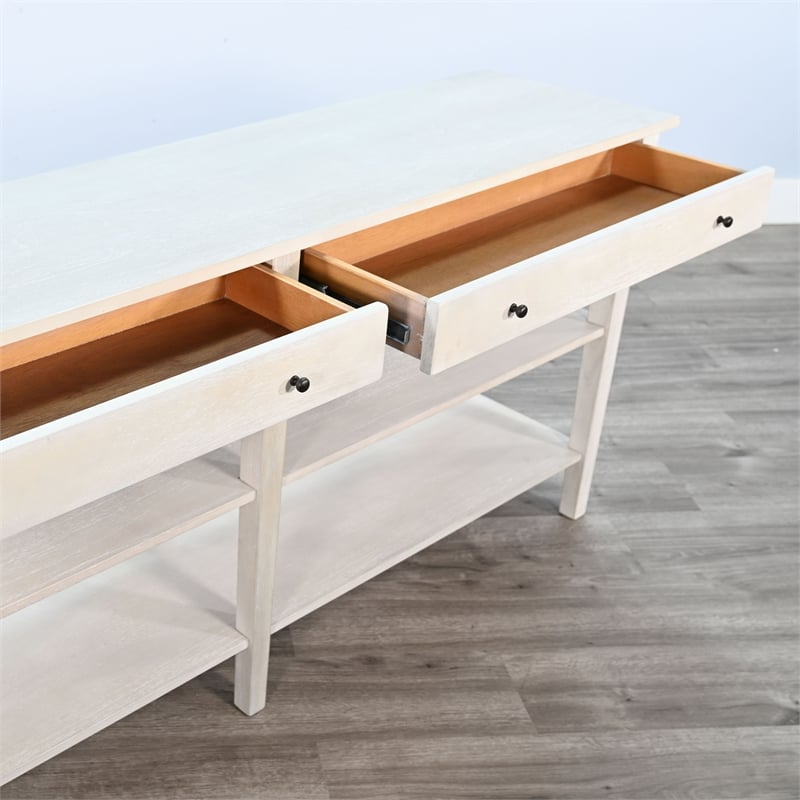 Pemberly Row Contemporary Solid Wood Wide Wood Sofa Console Table
