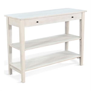 Pemberly Row Solid Wood Small Wood Tier Shelf Console Table in Light Gray