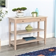 Pemberly Row Solid Wood Natural Small Wood Console Tier Shelf Table