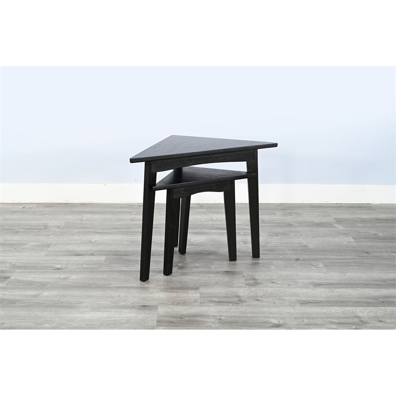 Pemberly Row Contemporary Solid Wood Triangular Nesting Table