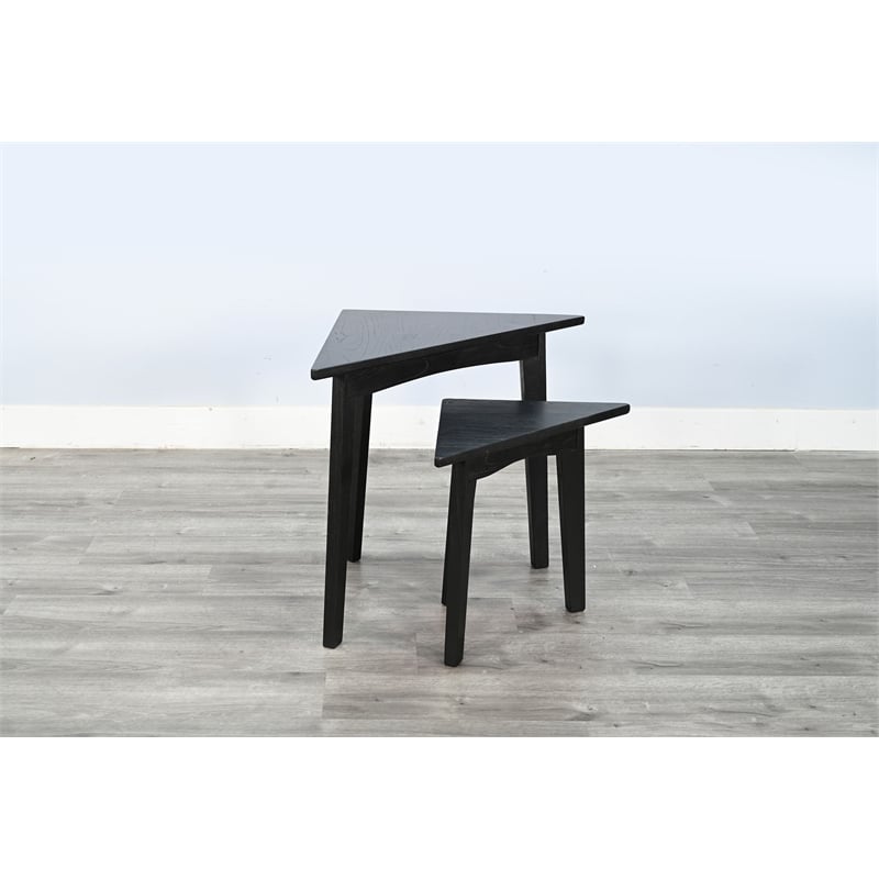 Pemberly Row Contemporary Solid Wood Triangular Nesting Table