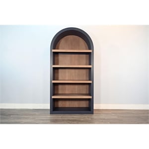 Pemberly Row Contemporary Solid Wood Arched Bookcase with 4-Shelves