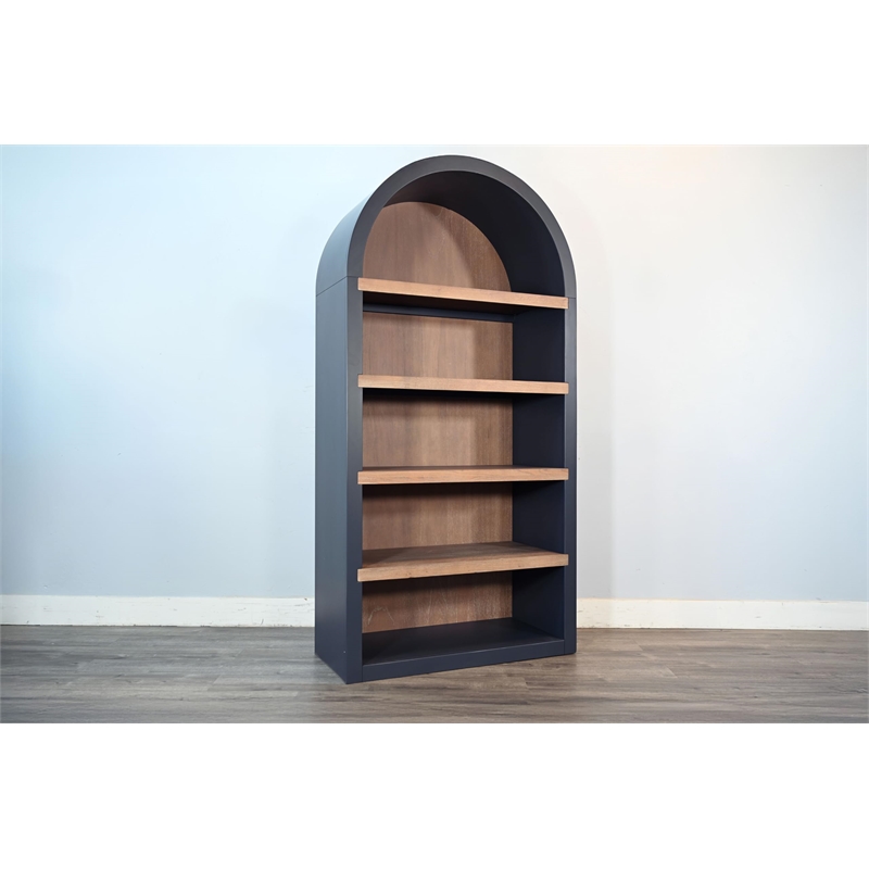 Pemberly Row Contemporary Solid Wood Arched Bookcase with 4-Shelves