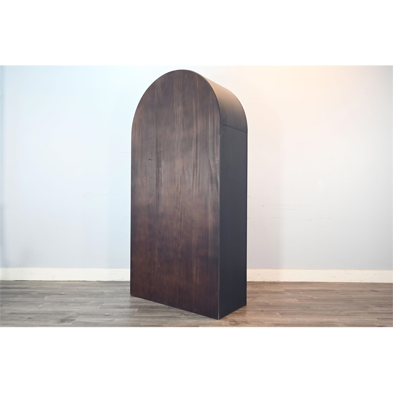 Pemberly Row Contemporary Solid Wood Arched Bookcase with 4-Shelves